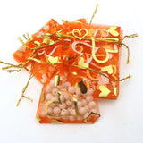 Heart Orange Bronzing Organza Jewelry Packaging Gift Bags 100pcs/lot