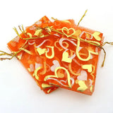 Heart Orange Bronzing Organza Jewelry Packaging Gift Bags 100pcs/lot