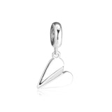 Heart Paper Plane Silver Beads Charms for DIY Bracelets