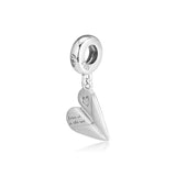 Heart Paper Plane Silver Beads Charms for DIY Bracelets