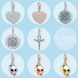 925 Sterling Silver Heart Pave Vintage Star Cross Pendant