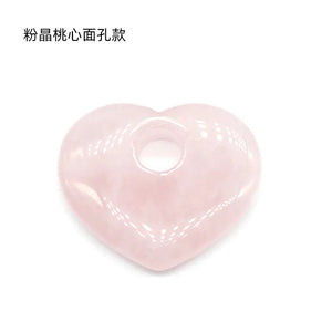 Rose Quartz Heart Pendant Natural Stone Jewelry 29-35mm