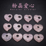 Rose Quartz Heart Pendant Natural Stone Jewelry 29-35mm