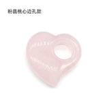 Rose Quartz Heart Pendant Natural Stone Jewelry 29-35mm