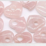 Rose Quartz Heart Pendant Natural Stone Jewelry 29-35mm