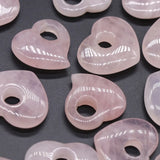 Rose Quartz Heart Pendant Natural Stone Jewelry 29-35mm