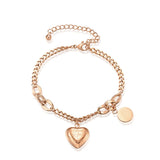 Heart Pendant Bracelets Silver Link Chain Stainless Steel Bracelets for Women