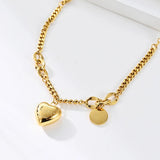 Heart Pendant Bracelets Silver Link Chain Stainless Steel Bracelets for Women
