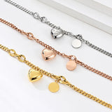 Heart Pendant Bracelets Silver Link Chain Stainless Steel Bracelets for Women