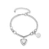 Heart Pendant Bracelets Silver Link Chain Stainless Steel Bracelets for Women