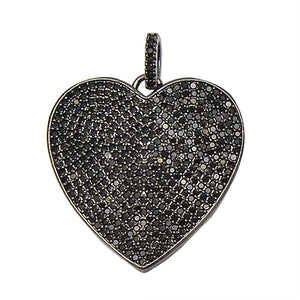 Zircon Paved Brass Heart Pendant Clasp for Diy Earring