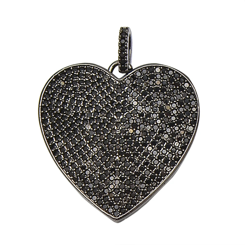 Zircon Paved Brass Heart Pendant Clasp for Diy Earring