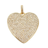 Zircon Paved Brass Heart Pendant Clasp for Diy Earring