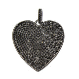 Zircon Paved Brass Heart Pendant Clasp for Diy Earring