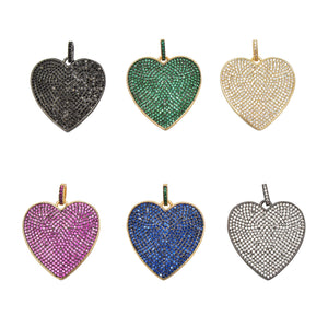 Zircon Paved Brass Heart Pendant Clasp for Diy Earring