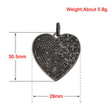 Zircon Paved Brass Heart Pendant Clasp for Diy Earring