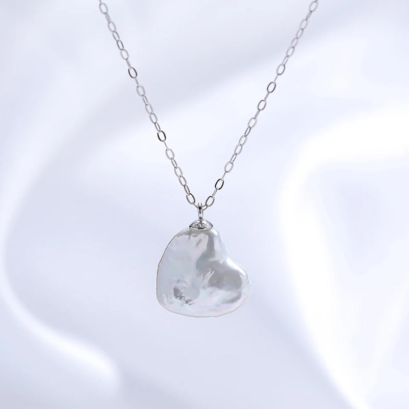 Heart Pendant Pearl Necklace Women Freshwater Pearl Silver 925 Jewelry Choker