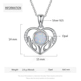 Opal Stone Heart Pendant Necklace 925 Sterling Silver Mother's Gift