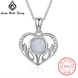 Opal Stone Heart Pendant Necklace 925 Sterling Silver Mother's Gift