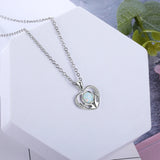 Opal Stone Heart Pendant Necklace 925 Sterling Silver Mother's Gift