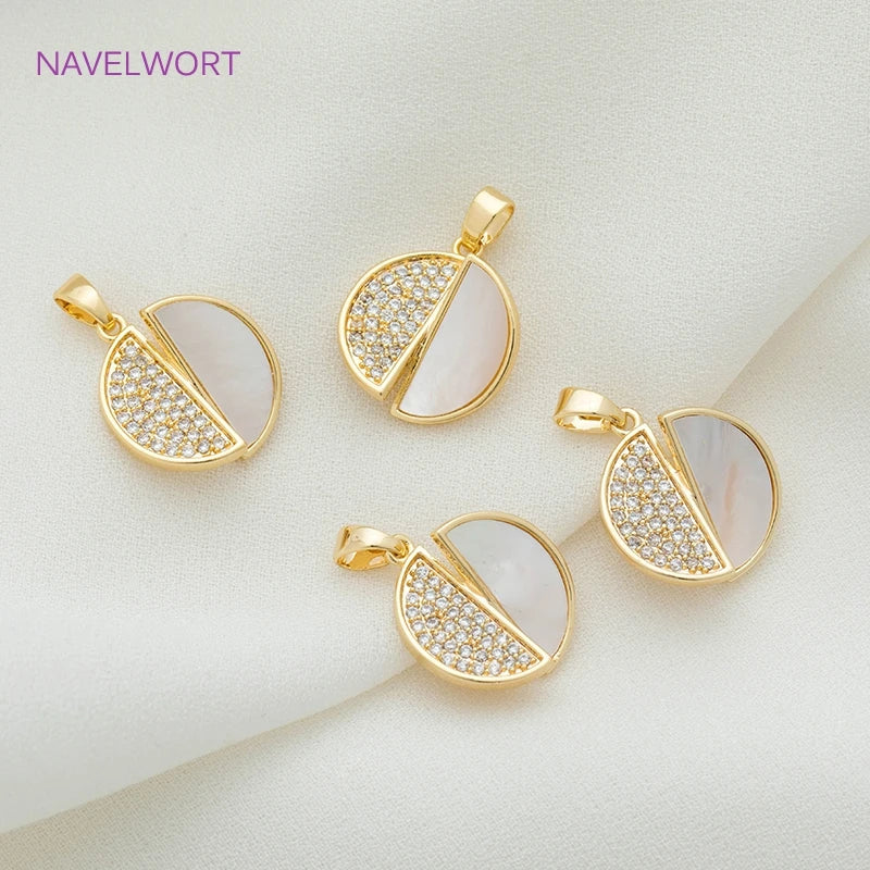 Zircon Pendants Shell Copper Material for DIY Jewelry Making