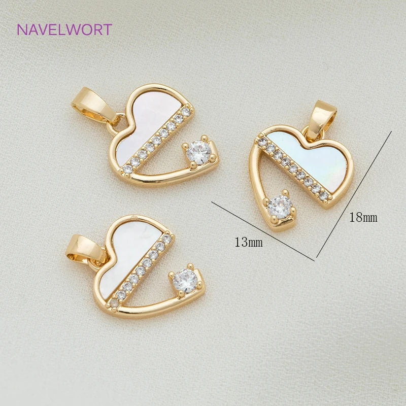 Zircon Pendants Shell Copper Material for DIY Jewelry Making