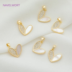 Zircon Pendants Shell Copper Material for DIY Jewelry Making