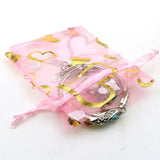 Heart Pink Bronzing Organza Jewelry Packaging Gift Bags 100pcs/lot