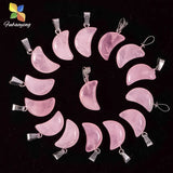 Pink Quartz Stone Necklace Pendants 50pcs Lot Charms, DIY Jewelry Making