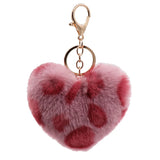 Fluffy Rex Rabbit Leopard Print Key Chain Pompon Holder