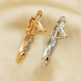 Art Deco Heart Prong Ring Setting 925 Silver Rose Band