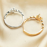 Art Deco Heart Prong Ring Setting 925 Silver Rose Band