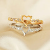 Art Deco Heart Prong Ring Setting 925 Silver Rose Band