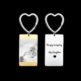 Kids Engraved Heart Rectangle Name Key Rings Stainless Steel Jewelry