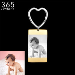 Kids Engraved Heart Rectangle Name Key Rings Stainless Steel Jewelry