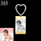 Kids Engraved Heart Rectangle Name Key Rings Stainless Steel Jewelry