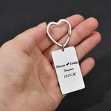 Kids Engraved Heart Rectangle Name Key Rings Stainless Steel Jewelry