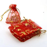 Red Bronzing Organza Jewelry Gift Bags 100pcs/lot