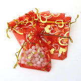 Red Bronzing Organza Jewelry Gift Bags 100pcs/lot
