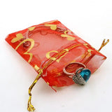 Red Bronzing Organza Jewelry Gift Bags 100pcs/lot
