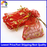 Red Bronzing Organza Jewelry Gift Bags 100pcs/lot