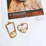Heart Resin Rectangle Pendant Eardrop DIY Necklace Earring Charms 4pcs