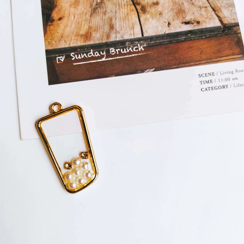 Heart Resin Rectangle Pendant Eardrop DIY Necklace Earring Charms 4pcs