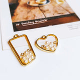 Heart Resin Rectangle Pendant Eardrop DIY Necklace Earring Charms 4pcs