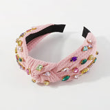 Heart Rhinestone Fabric Knot Hairband for Women