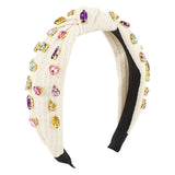 Heart Rhinestone Fabric Knot Hairband for Women