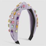 Heart Rhinestone Fabric Knot Hairband for Women