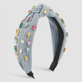 Heart Rhinestone Fabric Knot Hairband for Women