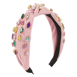 Heart Rhinestone Fabric Knot Hairband for Women