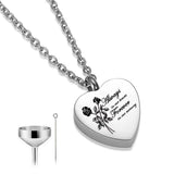 Heart Rose Cremation Urn Necklace for Ashes - Always in our hearts